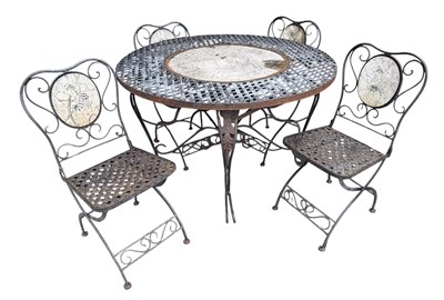 Lot 447 - GARDEN FURNITURE - RUSTIC MODERN GARDEN TABLE AND CHAIRS