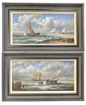 Lot 507 - JAMES DERBAR (20TH CENTURY) - TWO OIL ON BOARD MARITIME LANDSCAPE PAINTINGS