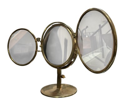 Lot 218 - VINTAGE MID CENTURY TRIPTYCH BI-FOLD BRASS MIRROR
