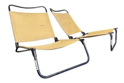 Lot 448 - LAFUMA - PAIR OF RETRO FOLDING SUN LOUNGERS