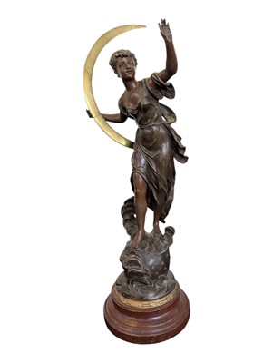 Lot 239 - LATE 19TH / EARLY 20TH CENTURY CLAIR DE LUNE BY ÉMILE BRUCHON SPELTER SCULPTURE