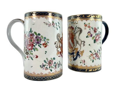 Lot 39 - EDME SAMSON - PAIR OF 19TH CENTURY FRENCH ARMORIAL MUGS