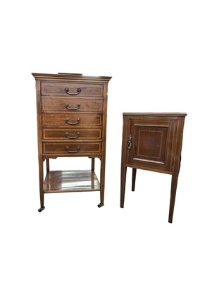Lot 806 - EDWARDIAN MAHOGANY INLAID PEDESTAL SHEET MUSIC CABINET