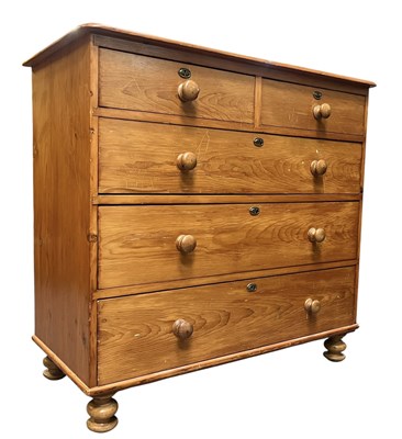Lot 234 - VICTORIAN 19TH CENTURY COUNTRY PINE CHEST OF DRAWERS