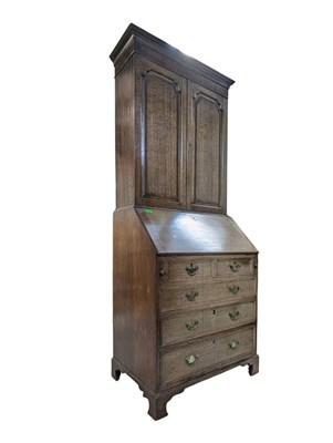 Lot 816 - GEORGE III 19TH CENTURY OAK BUREAU ESTATE BOOKCASE