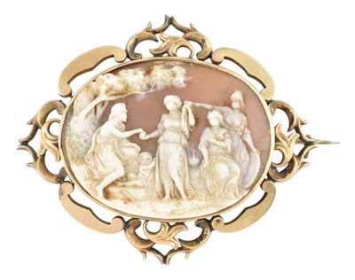 Lot 238 - 19TH CENTURY CARVED SHELL CAMEO BROOCH PIN