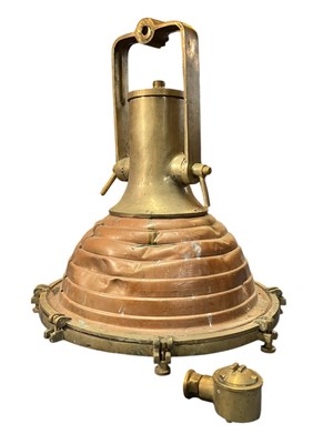 Lot 233 - WISKA - VINTAGE 20TH CENTURY BRASS & COPPER NAUTICAL PENDANT CEILING LIGHT