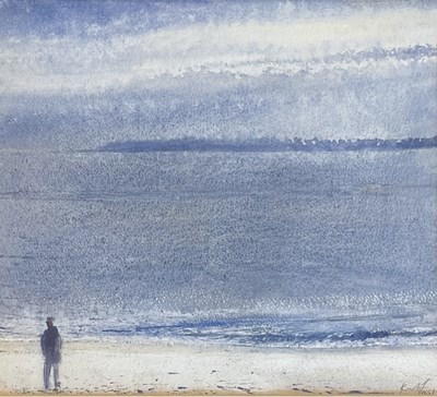 Lot 635 - KURT JACKSON (B. 1961) - TOWARDS FRESCO, DUSK, MARCH 1992 - WATERCOLOUR ON PAPER