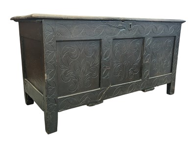 Lot 752 - 19TH CENTURY CARVED FRONT COFFER