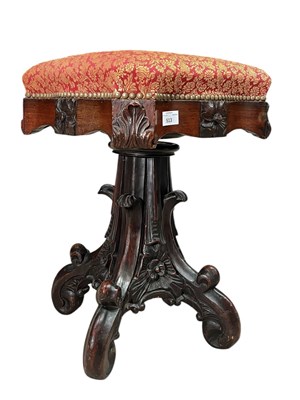 Lot 513 - WILLIAM IV 19TH CENTURY CARVED MAHOGANY SWIVEL PIANO STOOL