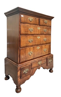 Lot 436 - GEORGE III EARLY 19TH CENTURY MAHOGANY CROSSBANDED CHEST ON STAND