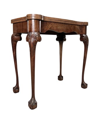 Lot 412 - 19TH CENTURY MAHOGANY FOLD OUT CARD GAMES TABLE