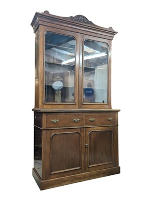 Lot 683 - EDWARDIAN WALNUT LIBRARY BOOKCASE CUPBOARD