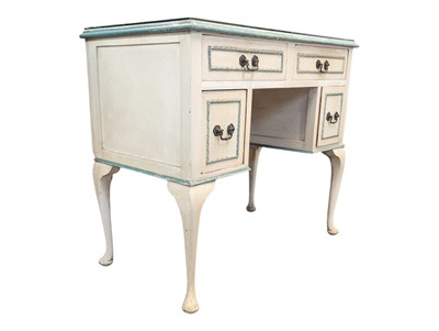 Lot 681 - QUEEN ANNE REVIVAL PAINTED LOWBOY WRITING TABLE DESK