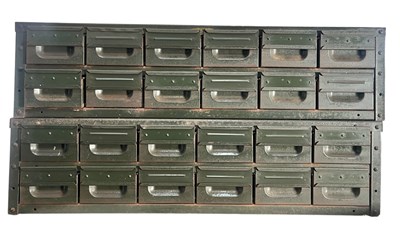 Lot 477 - PAIR OF MID CENTURY INDUSTRIAL OR WORKSHOP FILING CABINETS