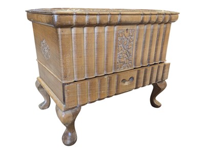 Lot 708 - 20TH CENTURY HARDWOOD SEWING BOX CHEST