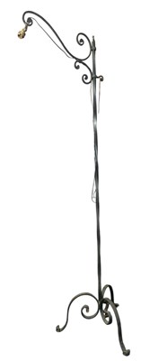 Lot 439 - LARGE FRENCH CONTINENTAL EARLY 20TH CENTURY WROUGHT IRON FLOOR LAMP