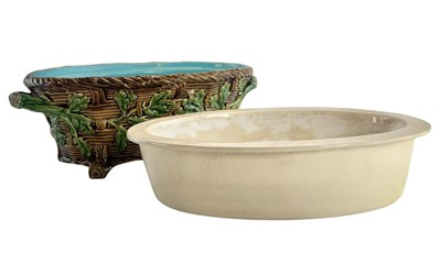 Lot 28 - MINTON 19TH CENTURY MAJOLICA GAME PIE DISH & COVER