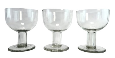 Lot 17 - THREE GEORGE II 18TH CENTURY C. 1745/6 EXCISE RUMMER DRINKING GLASSES