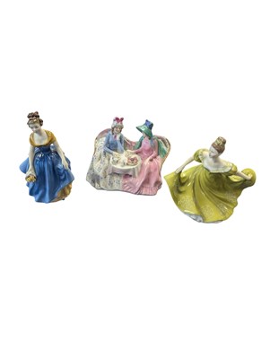 Lot 102 - ROYAL DOULTON - THREE VINTAGE PORCELAIN LADY FIGURES