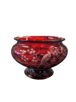 Lot 103 - 20TH CENTURY BOHEMIAN RUBY GLASS ETCHED BOWL