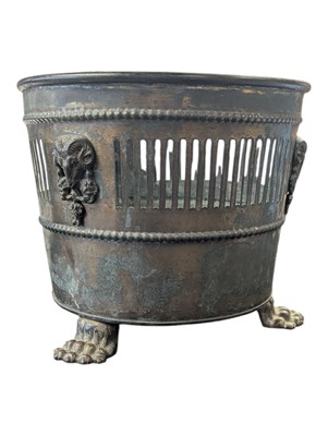 Lot 314 - 19TH CENTURY BRASS RAMS HEAD PLANTER