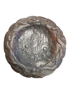 Lot 318 - 20TH CENTURY JAPANESE BUDDHA / BODDHISATVA COPPER RELIEF PLATE