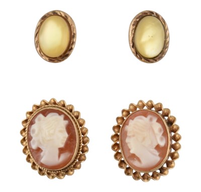 Lot 248 - PAIR OF HALLMARKED 9CT GOLD CAMEO EARRINGS