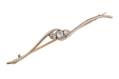 Lot 198 - 9CT GOLD & DIAMOND BAR BROOCH PIN