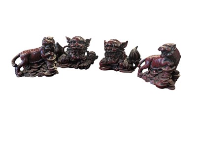 Lot 321 - COLLECTION OF CINNABAR STYLE CHINESE RESIN FIGURES