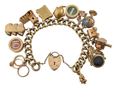 Lot 28 - 1960S HALLMARKED 9CT GOLD CHARM BRACELET & CHARMS