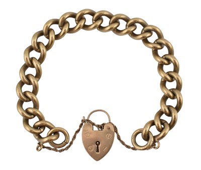 Lot 120 - 1970S HALLMARKED 9CT GOLD BRACELET WITH HEART PADLOCK CLASP