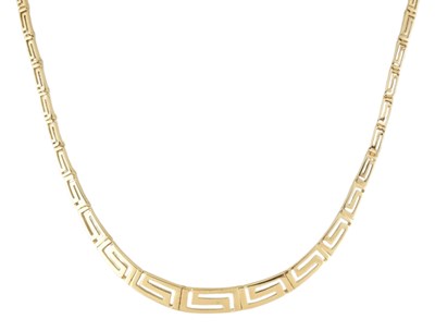 Lot 145 - 14CT GOLD GREEK KEY COLLAR NECKLACE