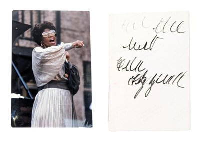 Lot 144 - MUSIC - ELLA FITZGERALD (D.1996) - SIGNED CANDID PHOTOGRAPH
