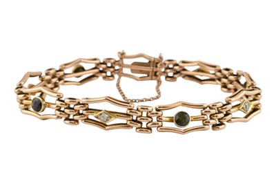 Lot 18 - EARLY 20TH CENTURY 15CT GOLD SAPPHIRE & DIAMOND BRACELET
