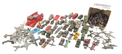 Lot 219 - DIECAST - VINTAGE DINKY TOYS & OTHER MODEL CARS WITH LEAD SOLDIERS