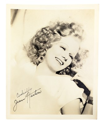 Lot 150 - CLASSIC HOLLYWOOD - JEAN HARLOW (D.1936) - RARE SIGNED 8X10" SEPIA PHOTOGRAPH