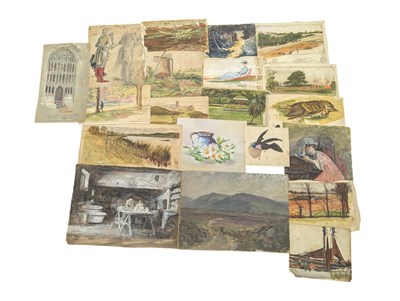 Lot 376 - COLLECTION OF 20TH CENTURY VINTAGE AMATEUR ORIGINAL ARTWORK PIECES
