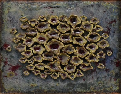 Lot 258 - DEREK M. DAVIS (1926-2008) - IN RELIEF ABSTRACT POTTERY ARTWORK
