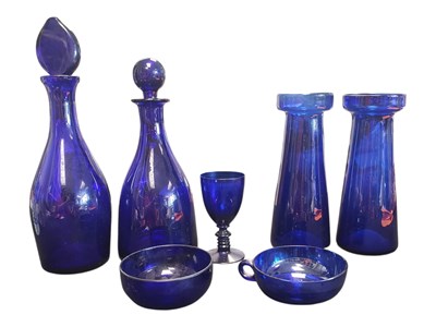 Lot 107 - COLLECTION OF LATE 19TH / EARLY 20TH CENTURY BRISTOL BLUE GLASS