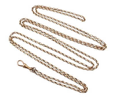 Lot 43 - 19TH CENTURY ROSE METAL LONG GUARD WATCH CHAIN