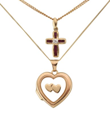 Lot 244 - TWO HALLMARKED 9CT GOLD PENDANT NECKLACES