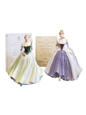 Lot 116 - TWO 1990S BONE CHINA FIGURES OF ELEGANT LADIES