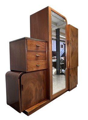 Lot 180 - EARLY 20TH CENTURY ART DECO DESIGNER WALNUT COMPACTUM WARDROBE
