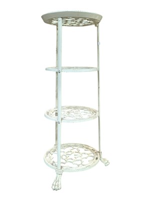 Lot 733 - WHITE PAINTED METAL FOUR TIER PLANT STAND