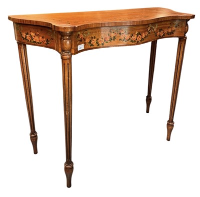 Lot 580 - 19TH CENTURY REVIVAL SATINWOOD & STENCIL DECORATED CONSOLE TABLE