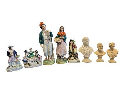 Lot 125 - COLLECTION OF 19TH CENTURY STAFFORDSHIRE PORCELAIN FIGURES & 20TH CENTURY CLASSICAL BUSTS