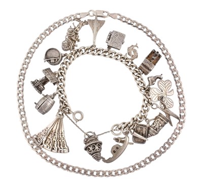 Lot 332 - 1960s CHARM BRACELET & HALLMARKED SILVER NECKLACE