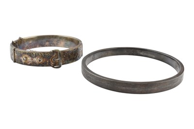 Lot 376 - TWO SILVER BANGLES
