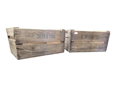 Lot 560 - TWO VINTAGE 20TH CENTURY PINE WOOD APPLE ADVERTISING CRATES